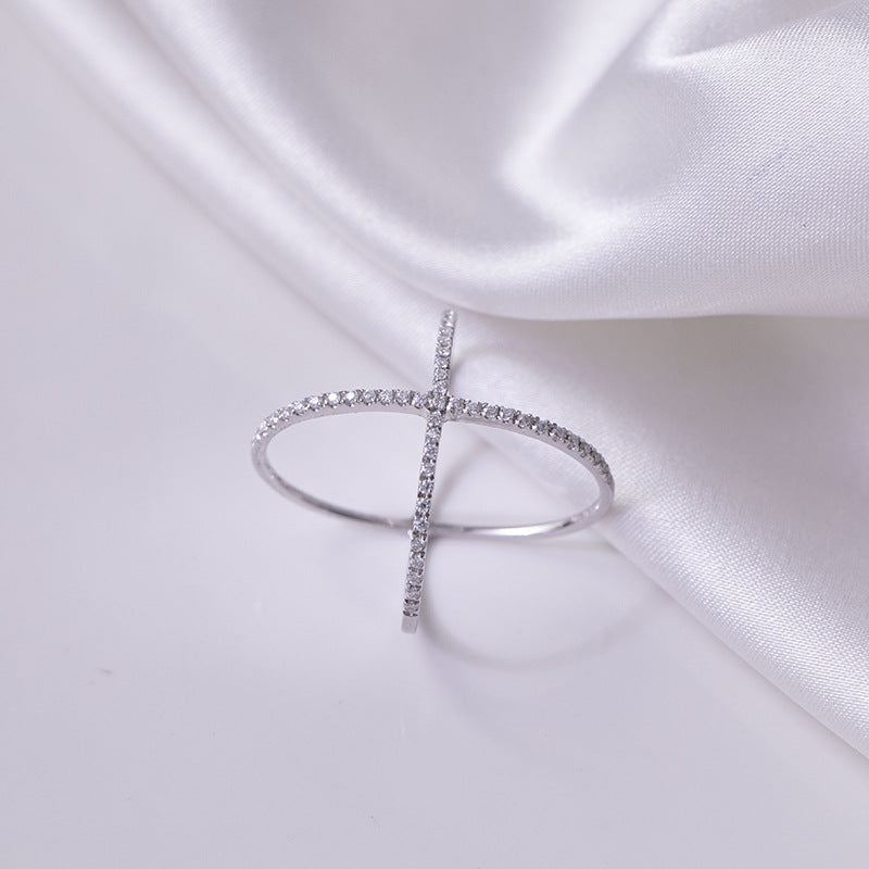 925 Sterling Silver Moissanite Crisscross Ring - JassyBae