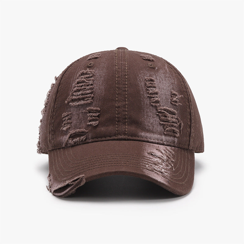 Distressed Adjustable Cotton Baseball Cap - JassyBae