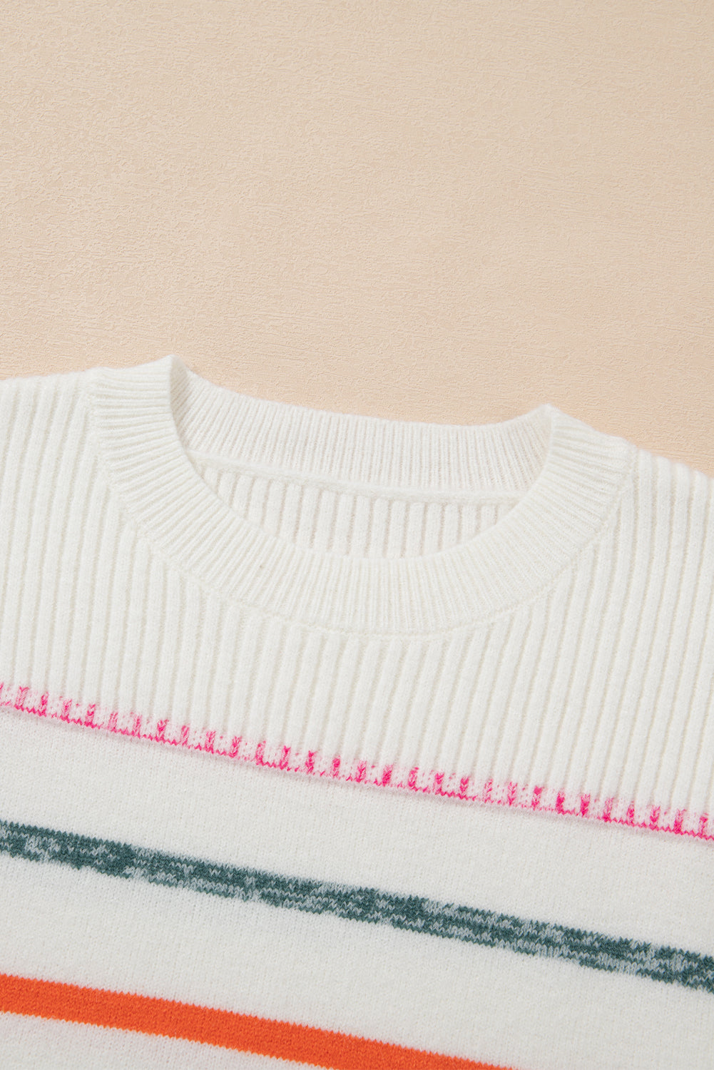 White Colorful Striped Sweater