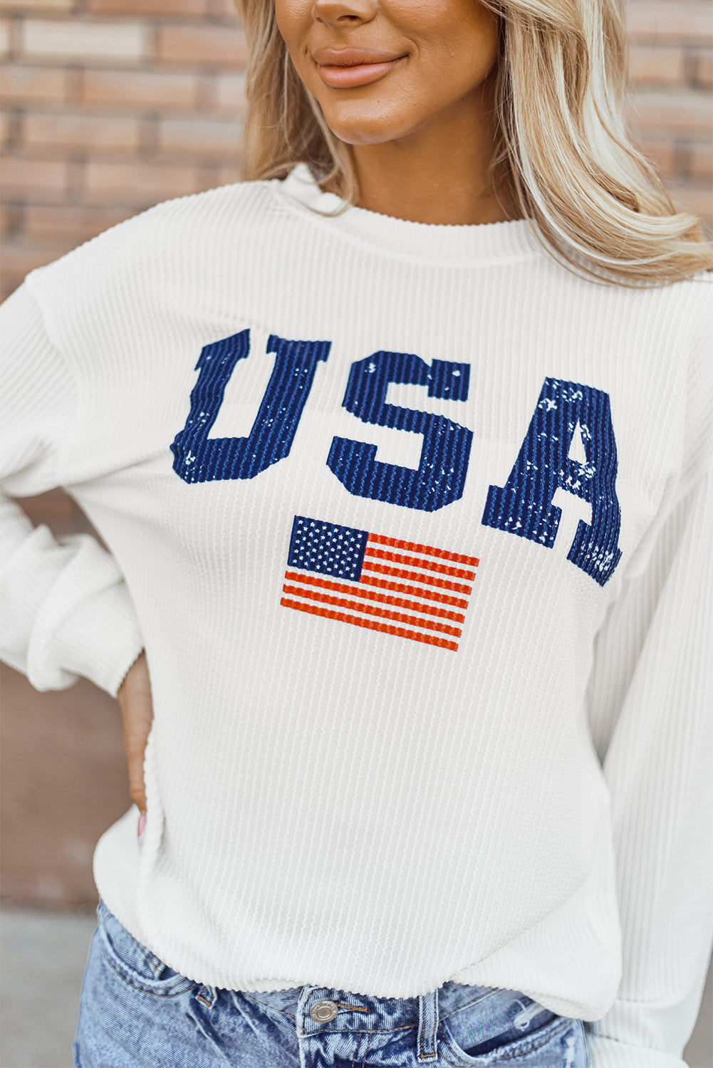 White USA Flag Sweatshirt