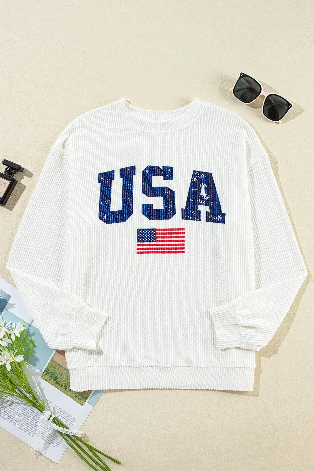 White USA Flag Sweatshirt