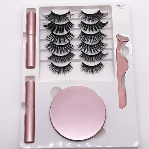 Magnet False Eyelashes with Round Box Mirror Magnetic I