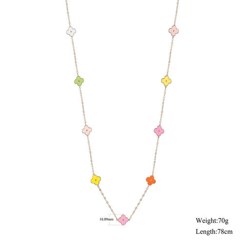 MULTI-COLOR CLOVER CHAIN NECKLACE