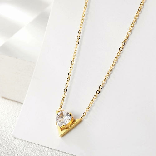 CZ V-Shaped Set Pendant Necklace