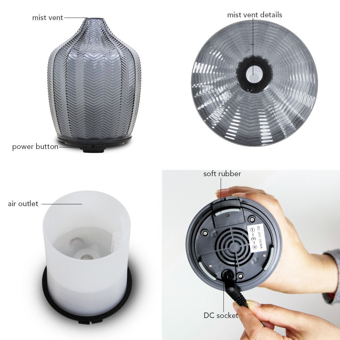 Grey Color Glass Aroma Diffusers