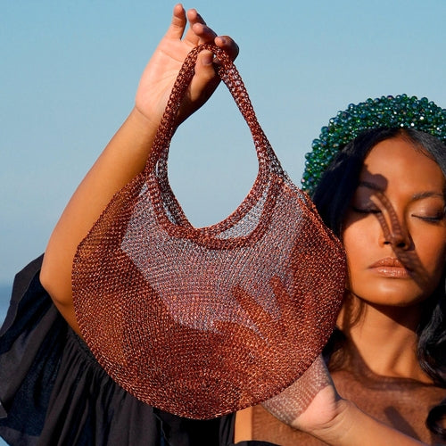 Mesh Wire Tote Bag in Copper