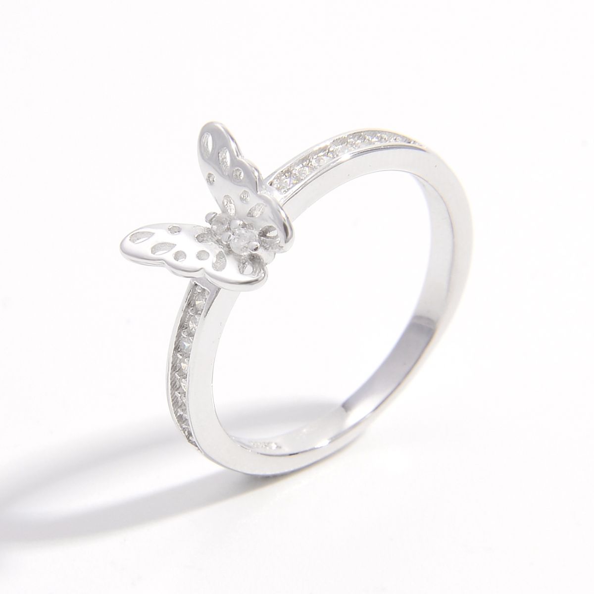 925 Sterling Silver Inlaid Zircon Butterfly Ring - JassyBae