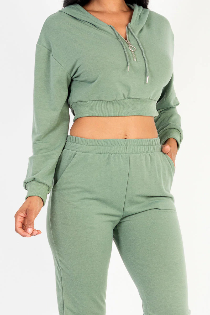 Half Zip Hoodie and Joggers Set