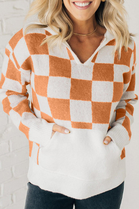 Gold Flame Checkered Sweater