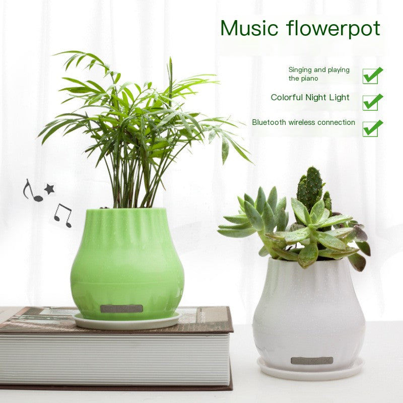 Smart Music Flowerpot can play piano potted plant vase colorful light wireless Bluetooth small speaker