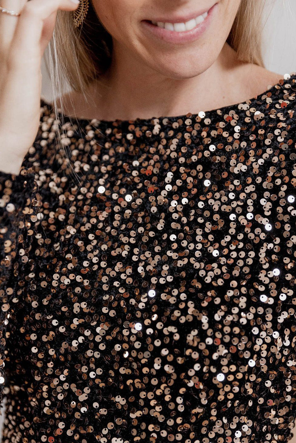 Sequin Crew Neck Dress