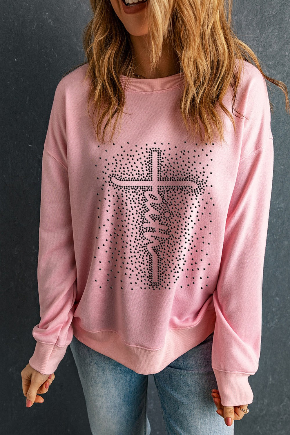 Graphic Round Neck Long Sleeve Sweatshirt