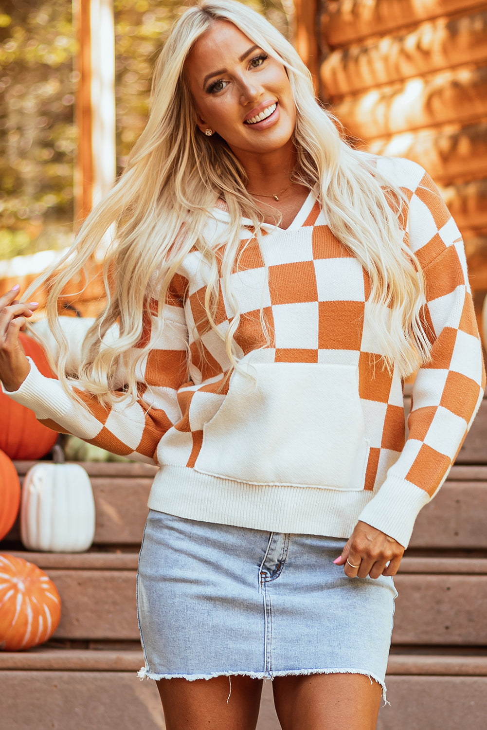 Gold Flame Checkered Sweater