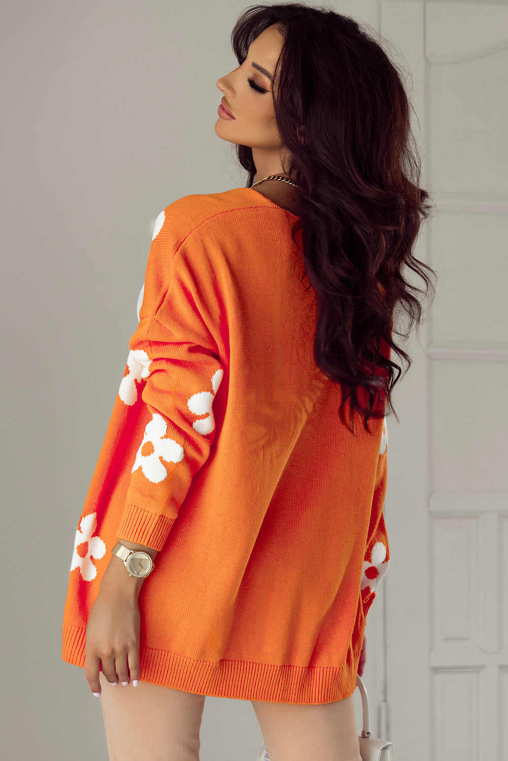 Orange Floral Cardigan