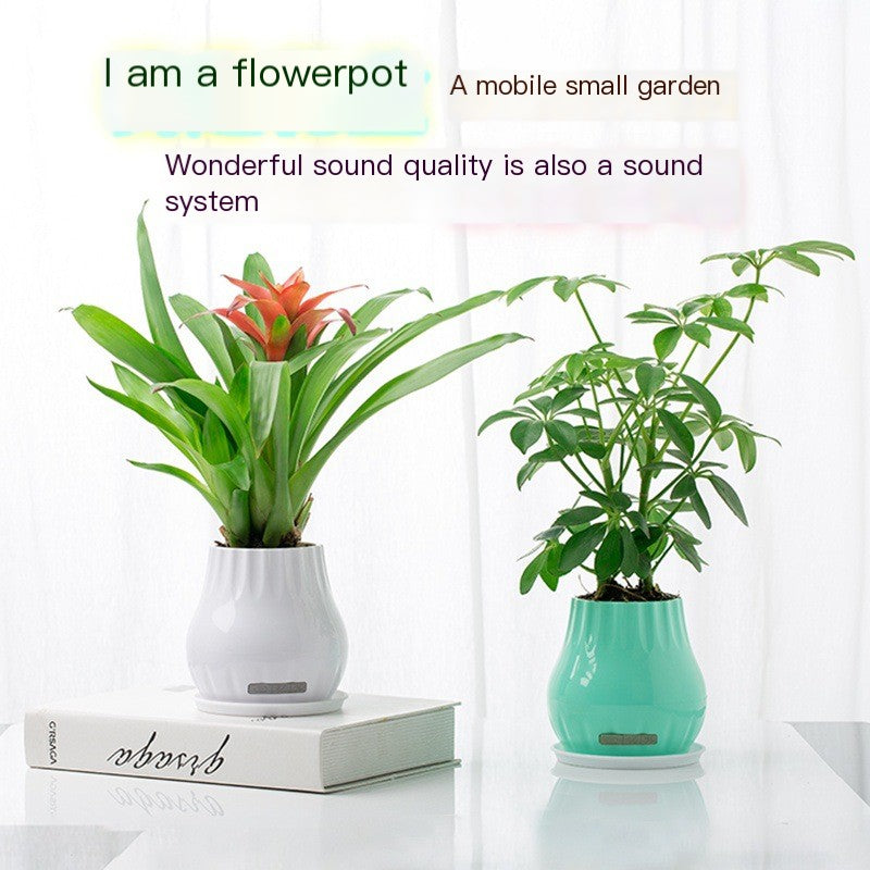 Smart Music Flowerpot can play piano potted plant vase colorful light wireless Bluetooth small speaker