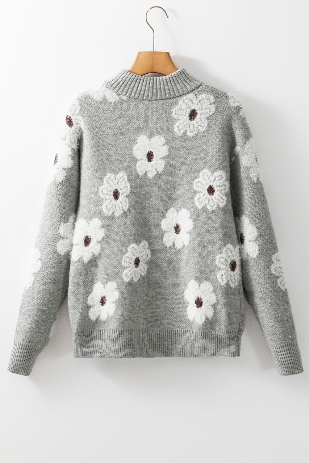 Gray Floral Sweater