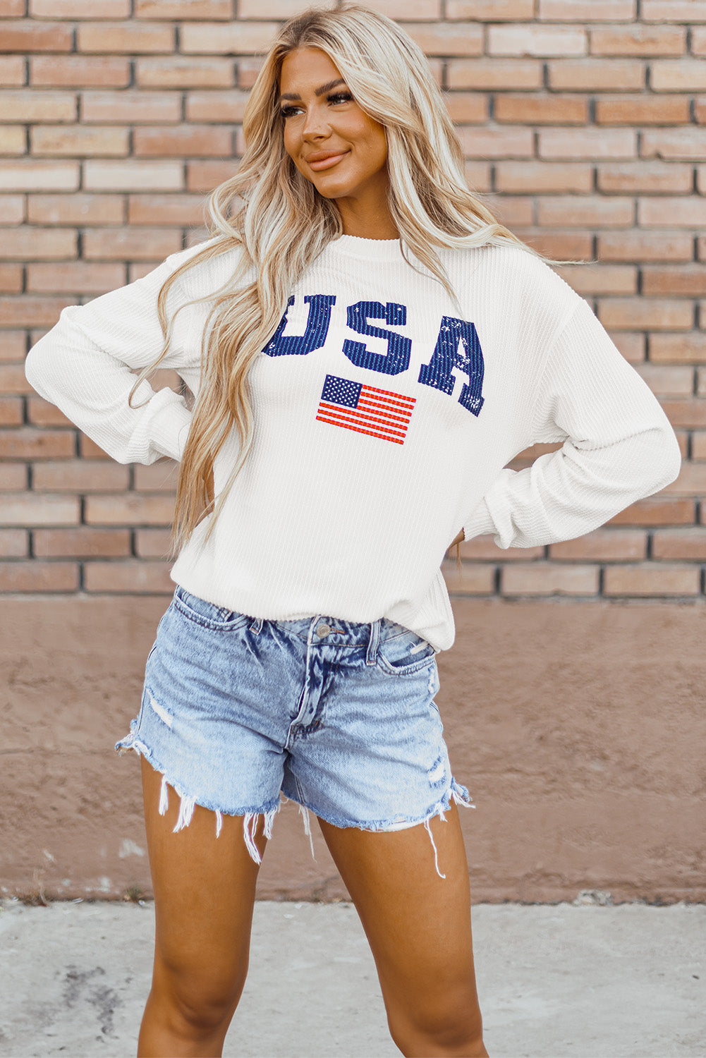 White USA Flag Sweatshirt