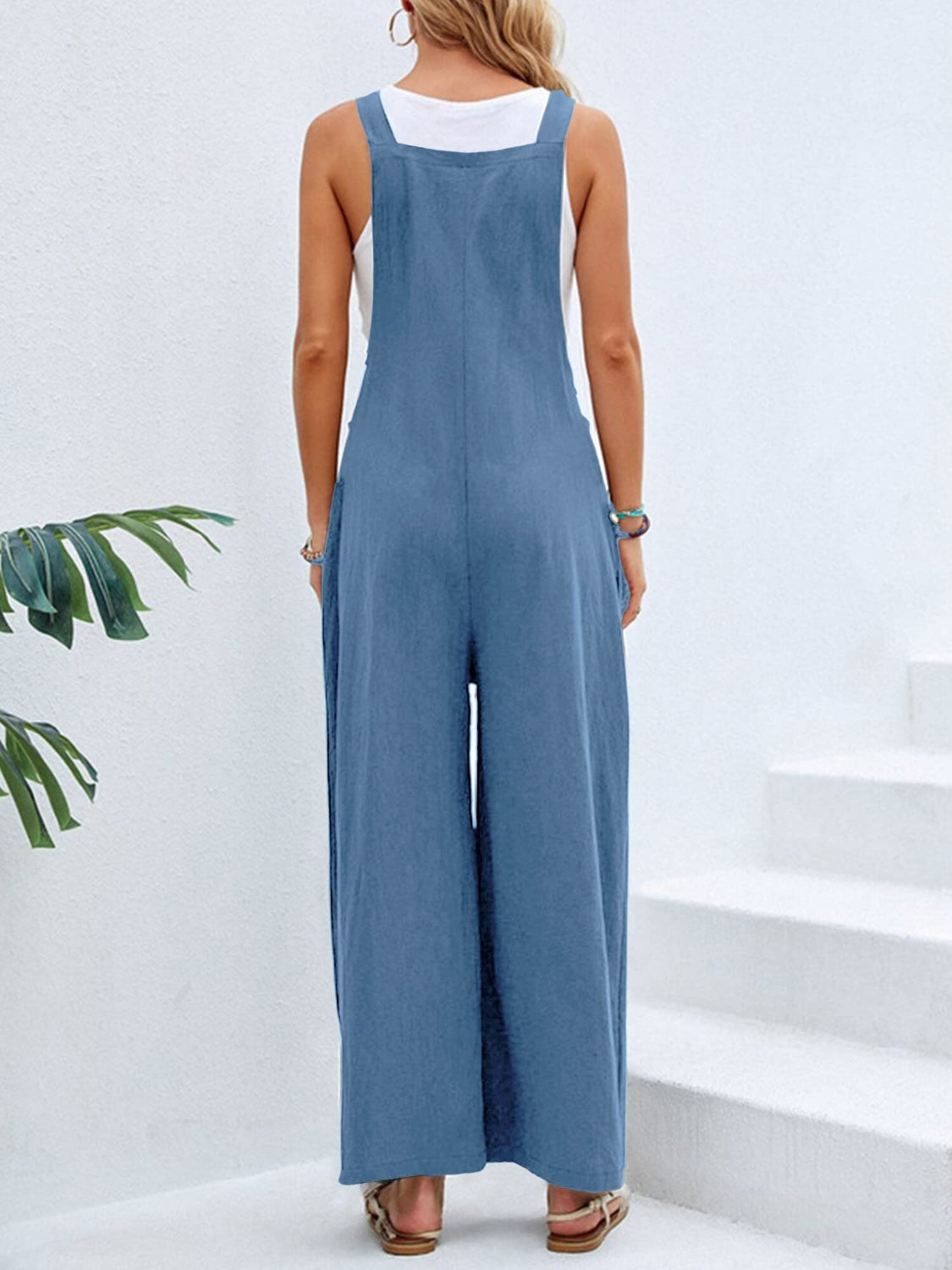 Full Size Square Neck Wide Strap Overalls - JassyBae