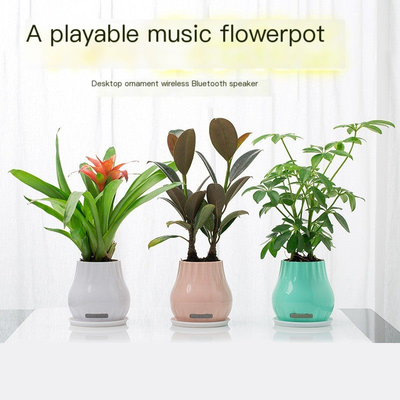 Smart Music Flowerpot can play piano potted plant vase colorful light wireless Bluetooth small speaker