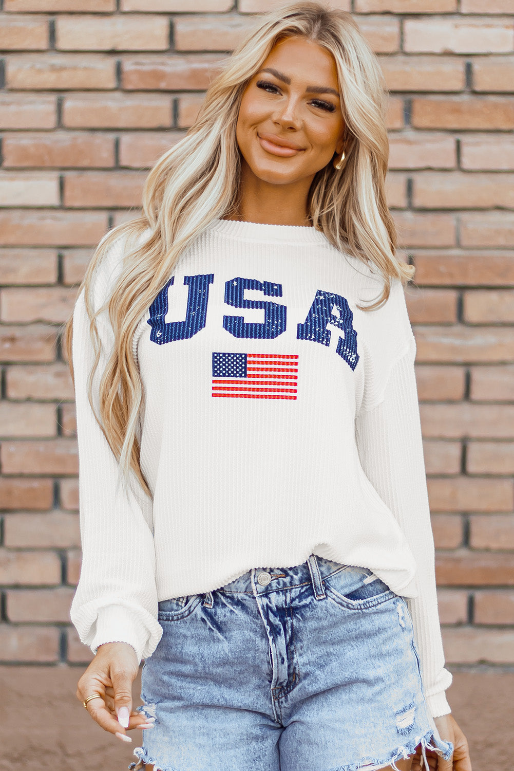 White USA Flag Sweatshirt