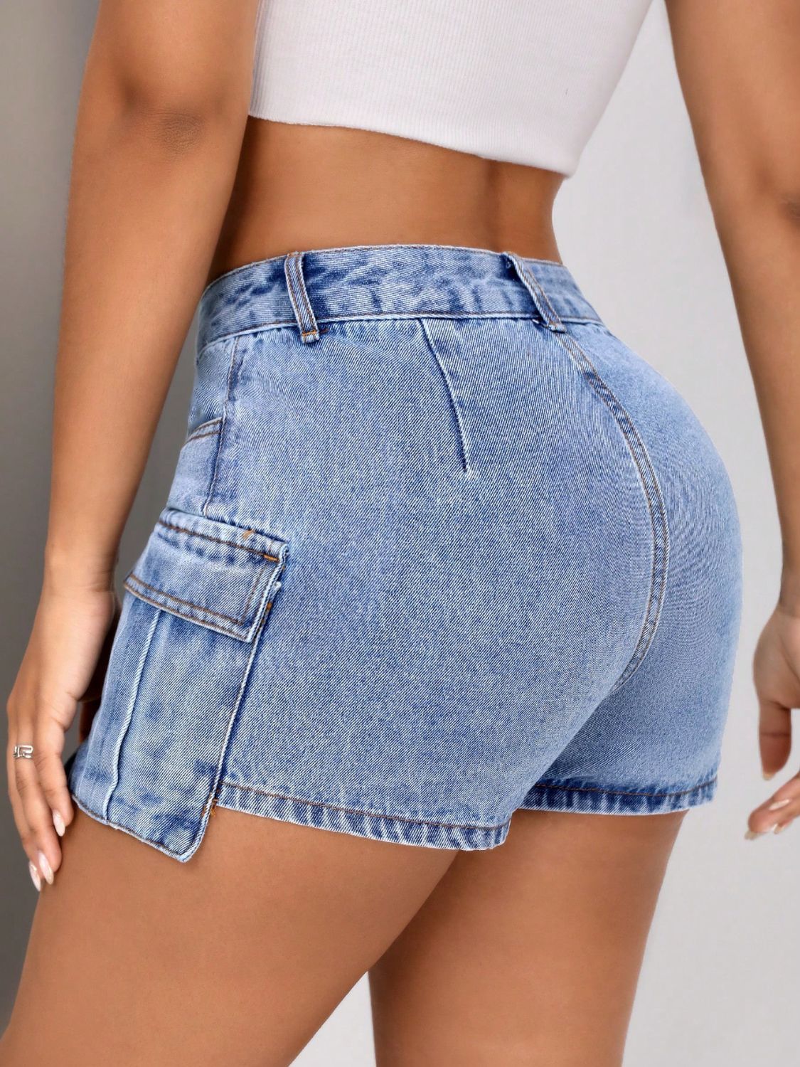 Mid-Rise Waist Denim Shorts with Pockets - JassyBae