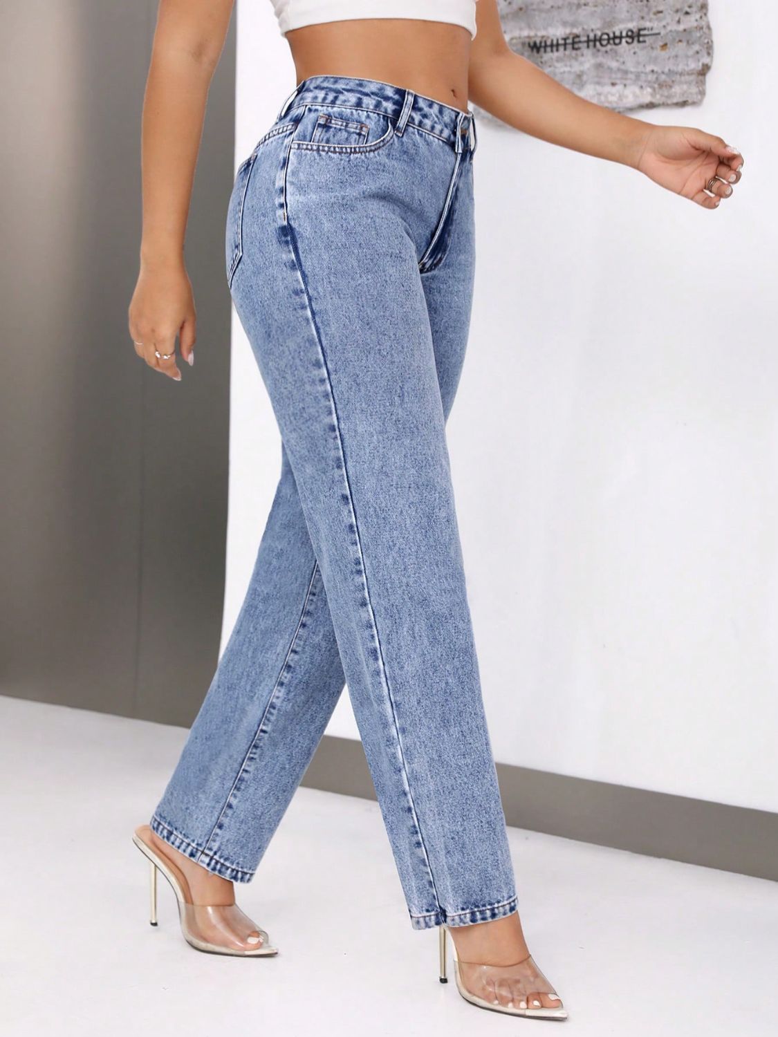 Mid-Rise Waist Jeans with Pockets - JassyBae