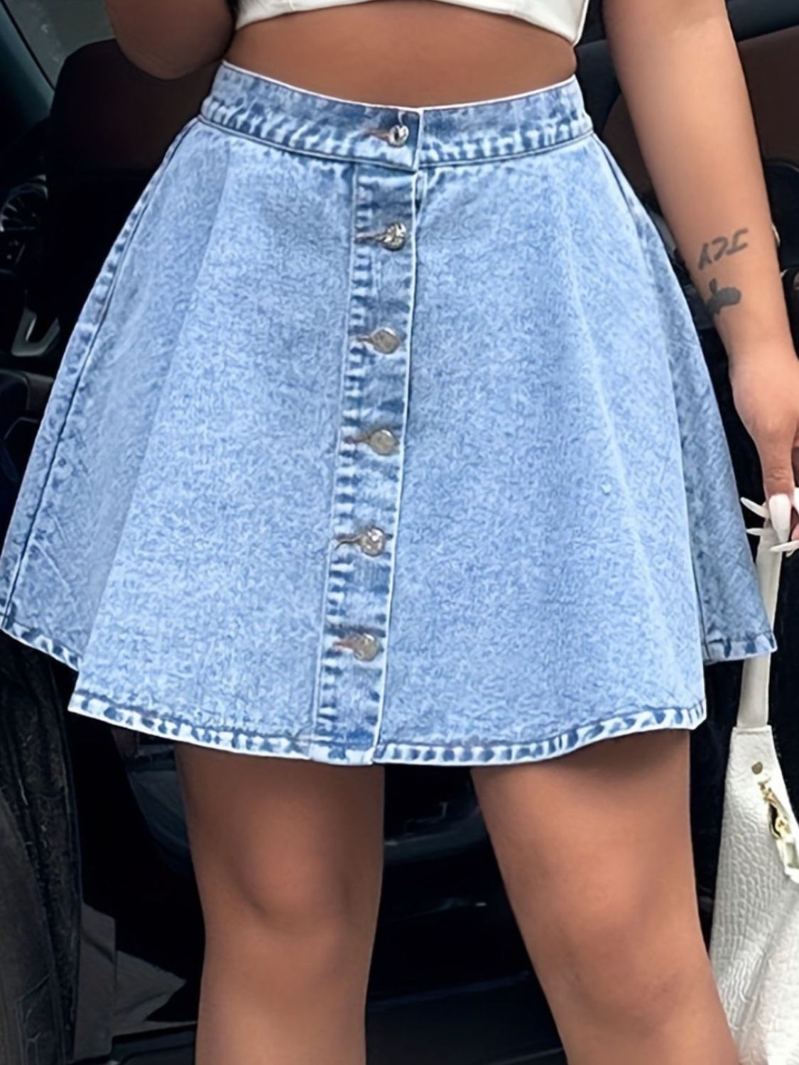 Buttoned Mini Denim Skirt - JassyBae