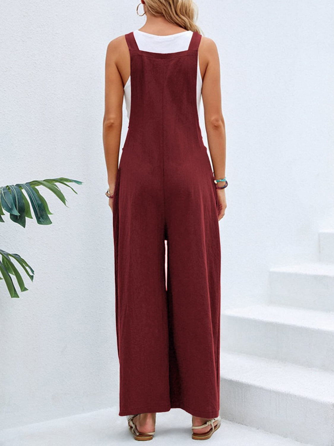 Full Size Square Neck Wide Strap Overalls - JassyBae