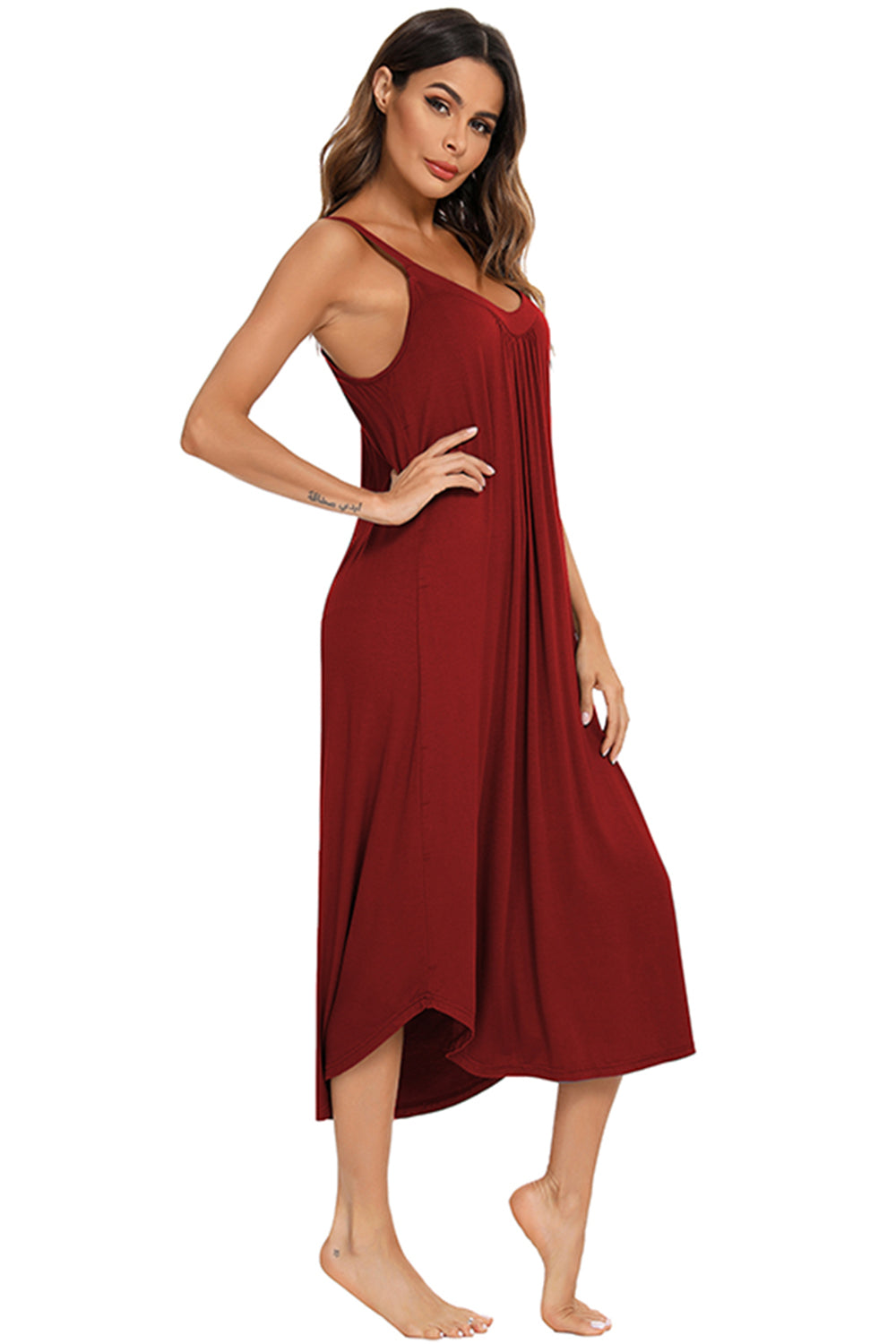 V-Neck Midi Lounge Dress - JassyBae