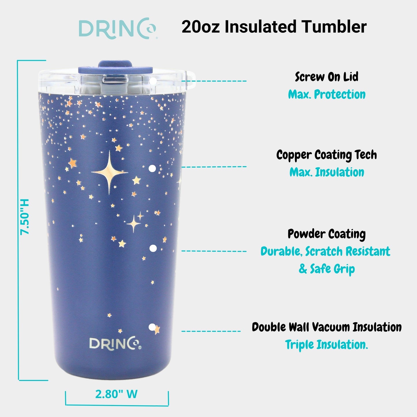 DRINCO® Seattle 20oz Insulated Tumbler Leakproof w/straw-North Star