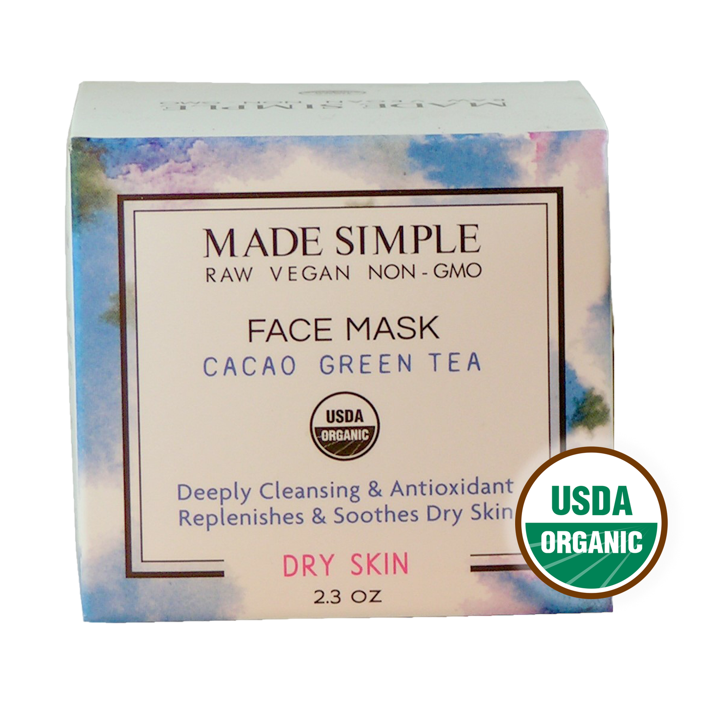 Certified Organic Vegan Cacao Green Tea Face Mask