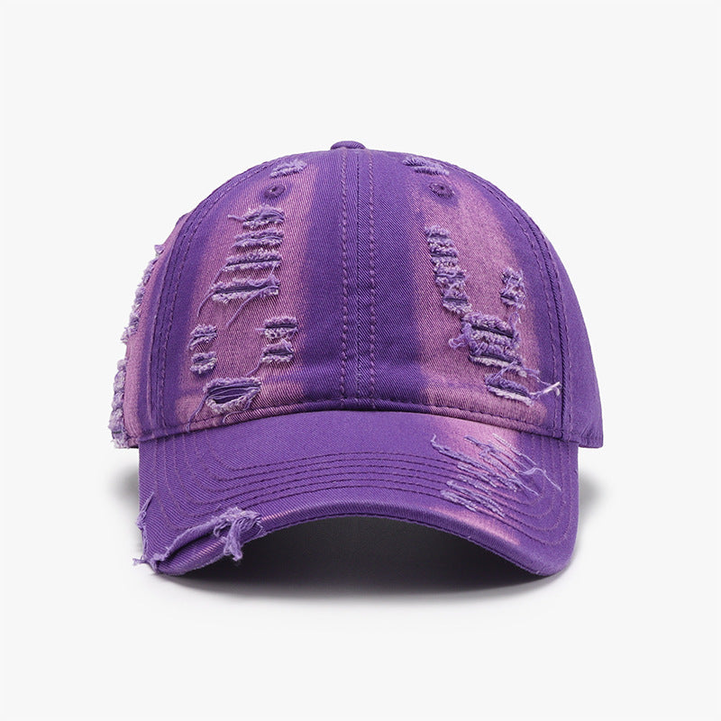 Distressed Adjustable Cotton Baseball Cap - JassyBae