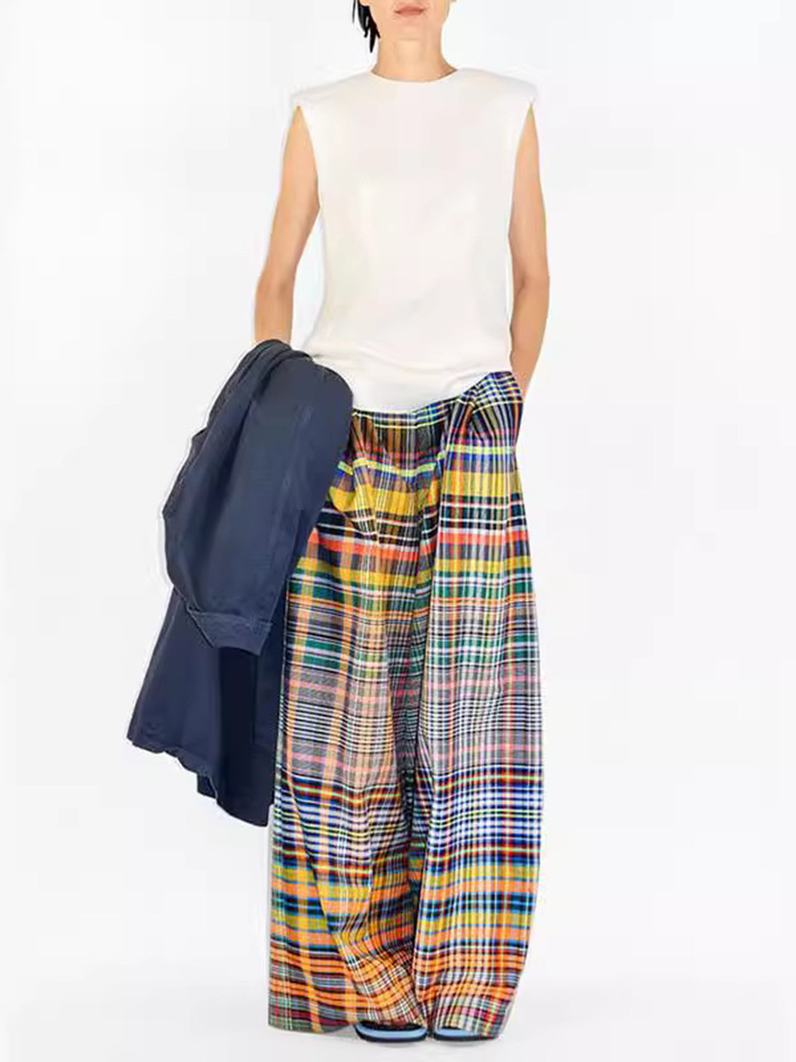 Full Size Plaid Wide Leg Pants - JassyBae