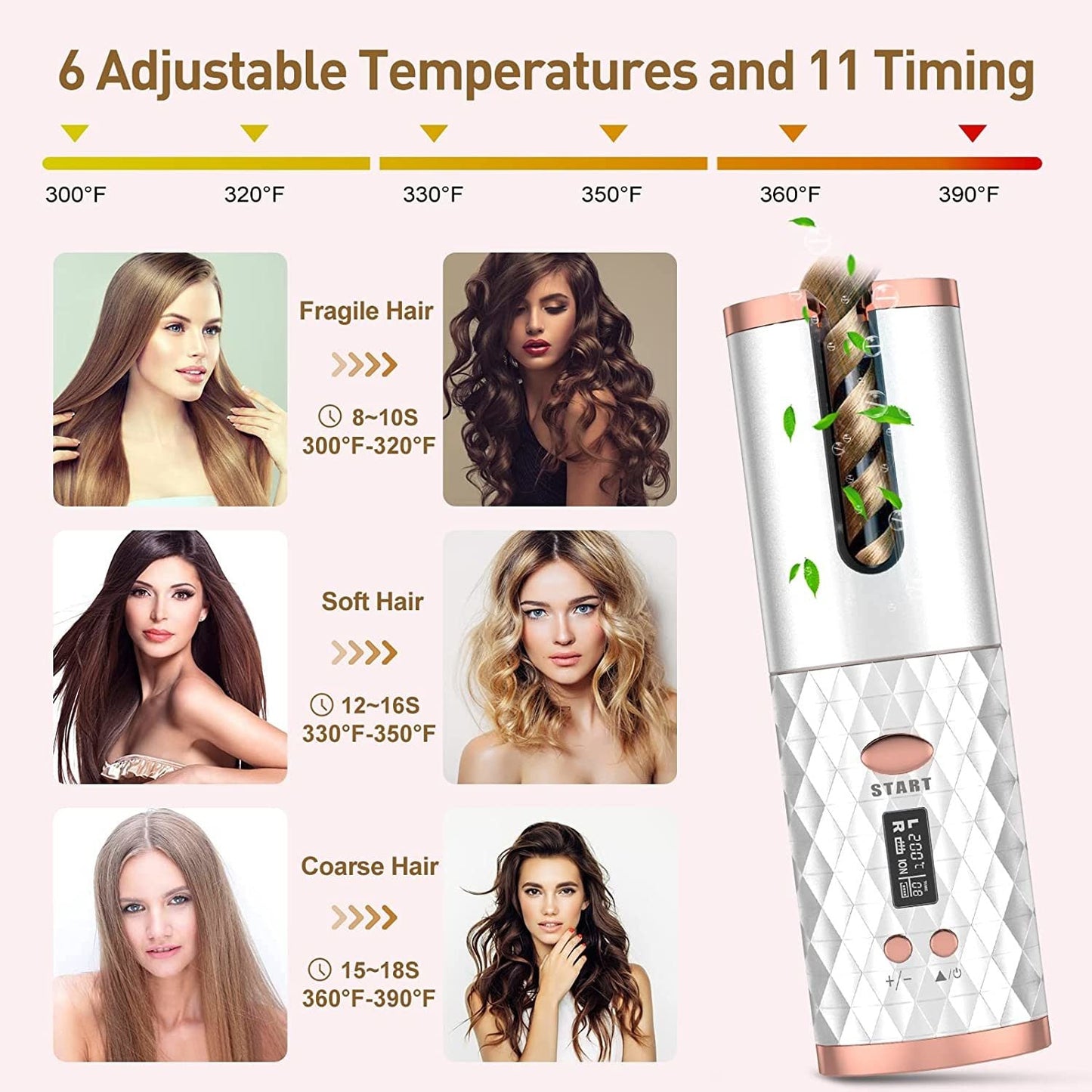 Wireless Automatic Hair Curling Iron Rotating Ceramic