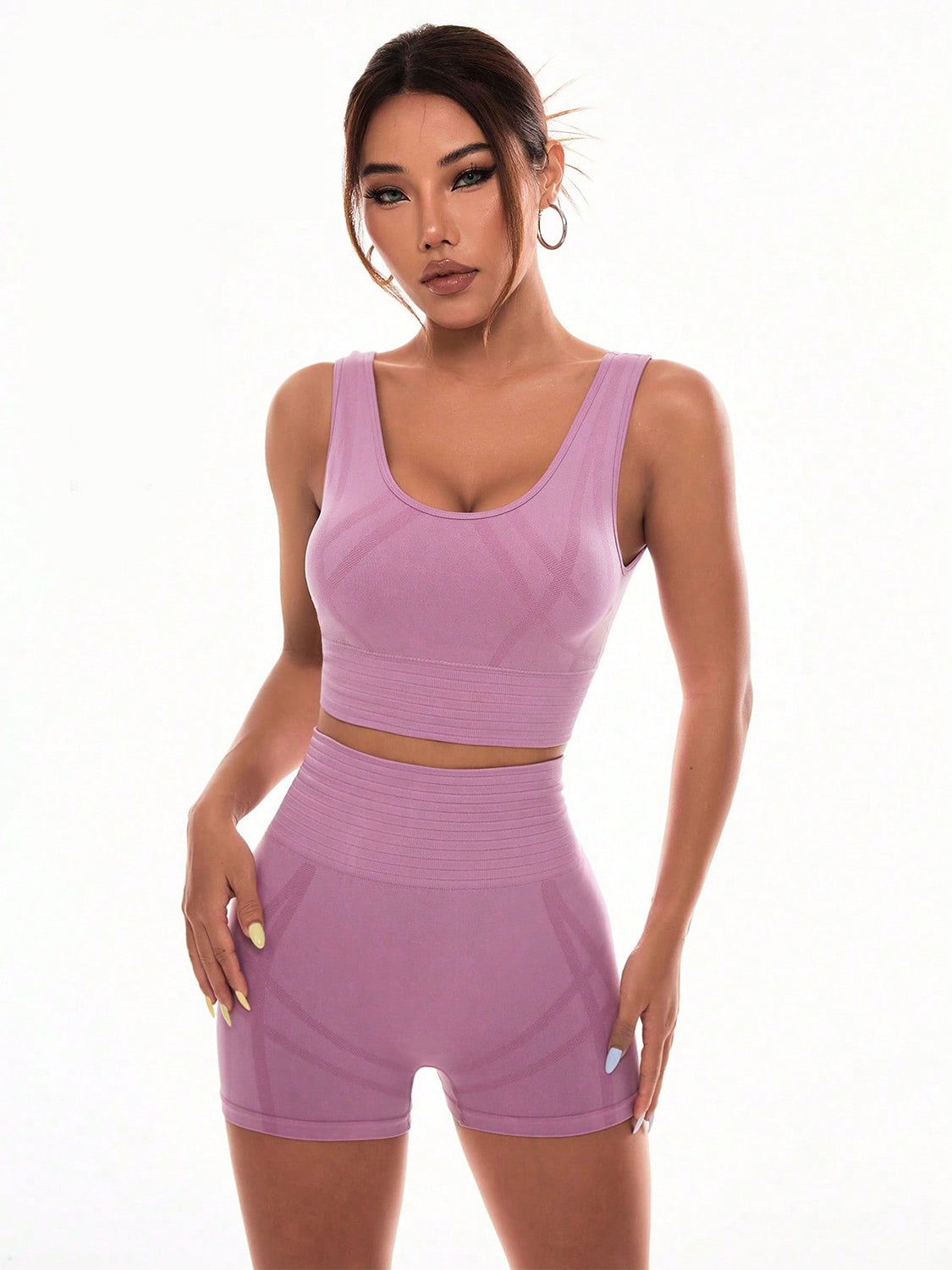 Scoop Neck Wide Strap Top and Shorts Active Set - JassyBae