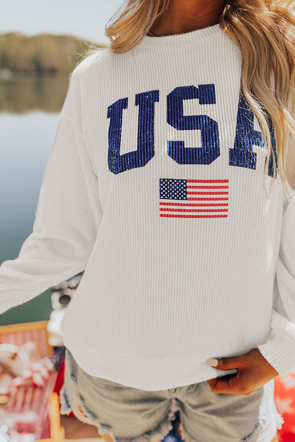 White USA Flag Sweatshirt