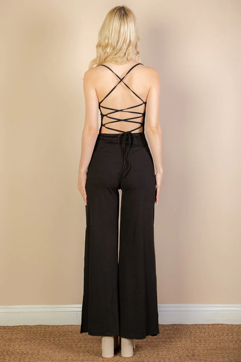 Backless Split Wide Leg Jumpsuit