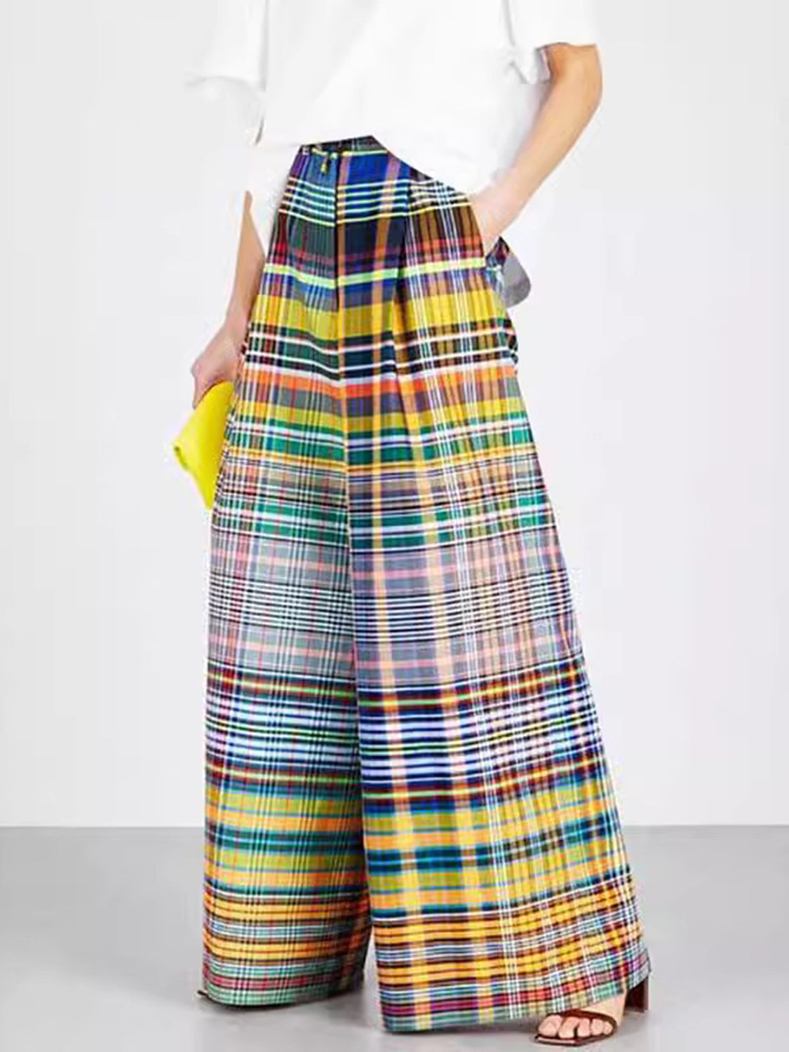 Full Size Plaid Wide Leg Pants - JassyBae