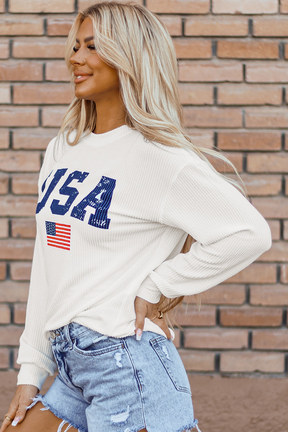 White USA Flag Sweatshirt