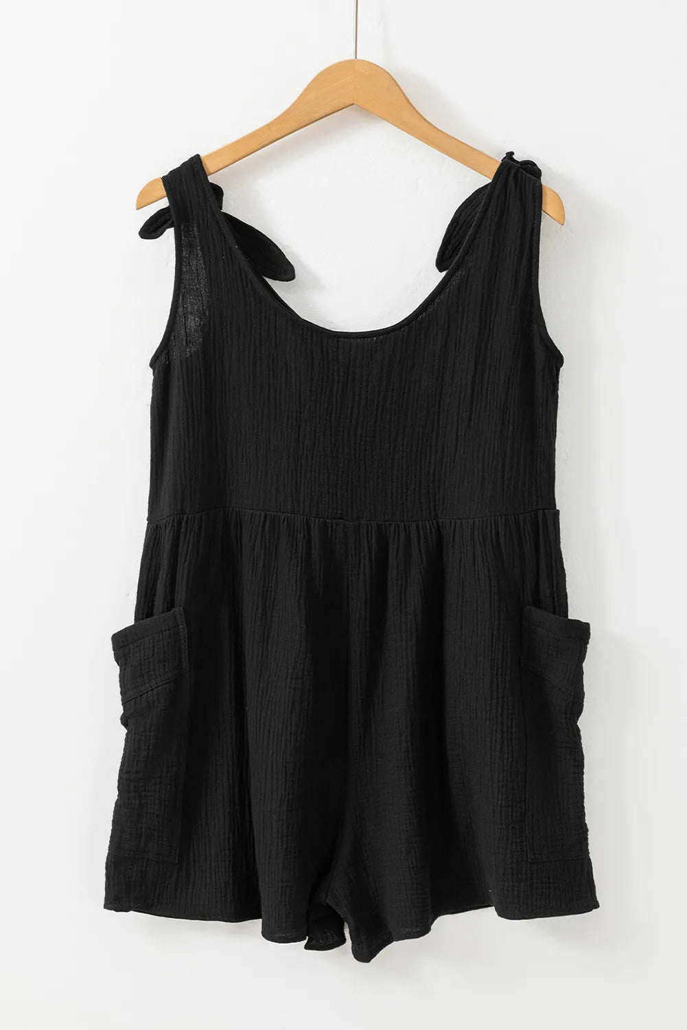 Scoop Neck Tie Shoulder Romper - JassyBae