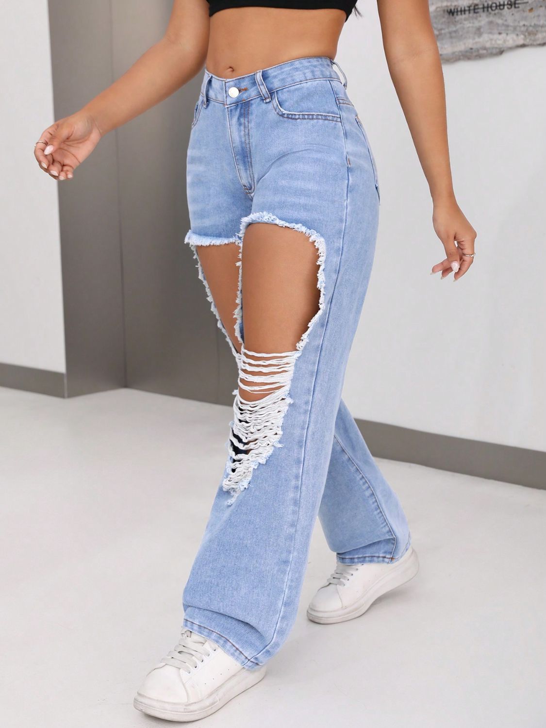 Distressed Jeans with Pockets - JassyBae