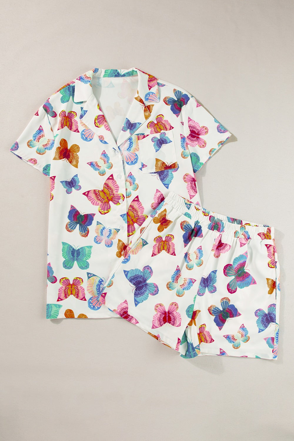 Butterfly Half Sleeve Top and Shorts Set - JassyBae