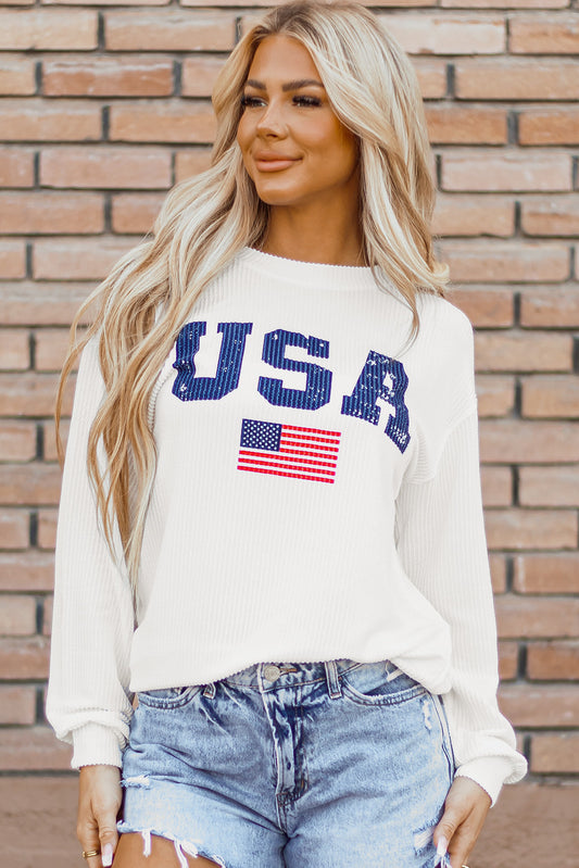 White USA Flag Sweatshirt